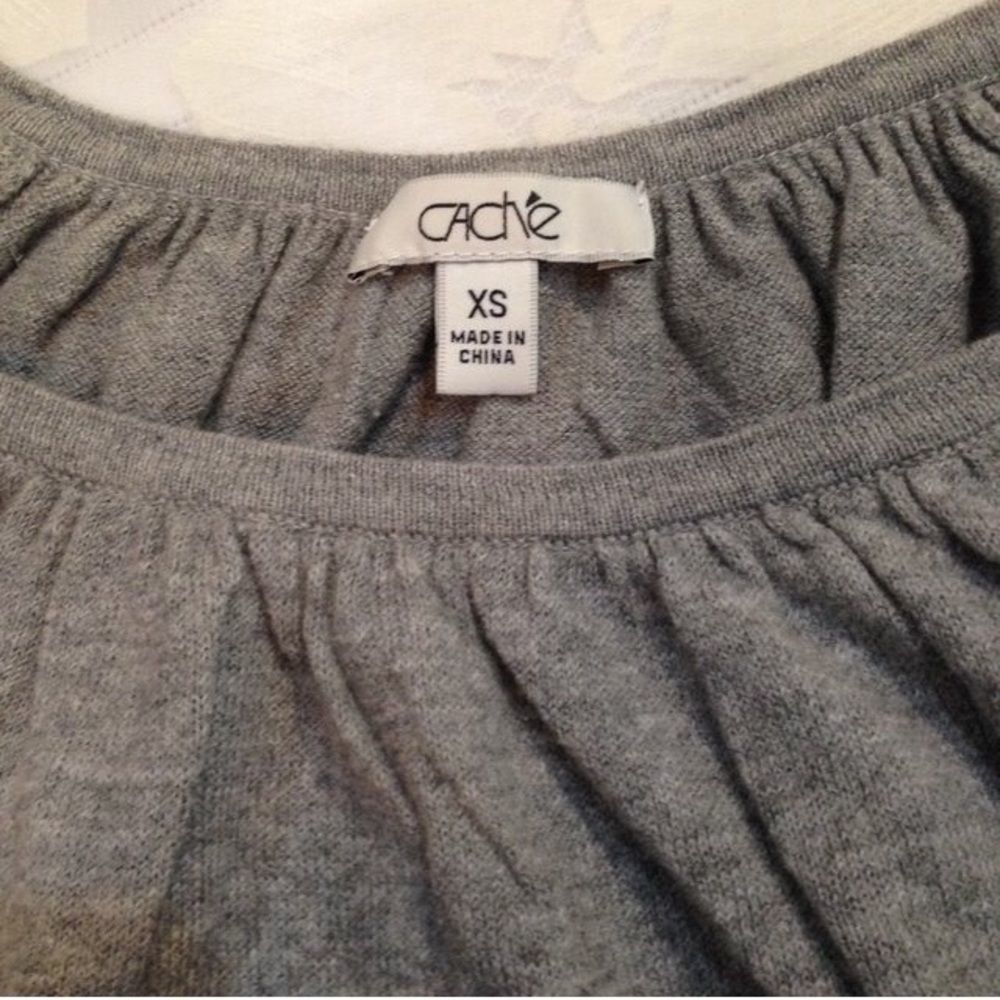 Cache Heather Gray 100% Cotton Cold Shoulder Top - Picture 4 of 6